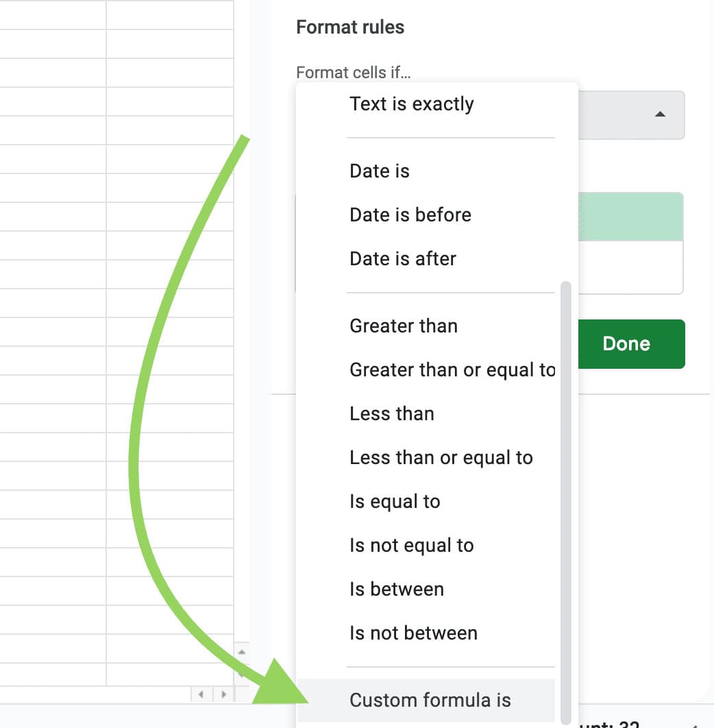 Select custom formula to Highlight Duplicates in Google Sheets
